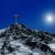 Cross & Snowcapped Mountain Turning HD Video Background 0357