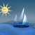 Sailboat, Sun, & Fishes Moving HD Video Background 0470