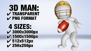 Man with American Football 3D