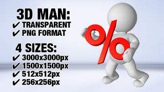 Man with Percent Sign 2 3D