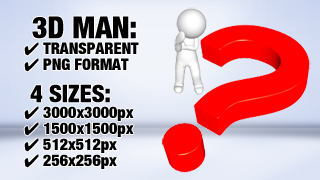 Man with Question 3 3D