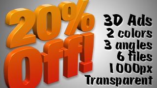 3D Advertising Graphic – 20 Percent Off