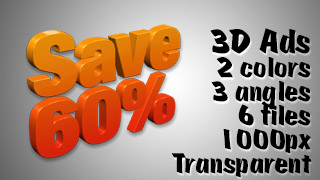 3D Advertising Graphic – Save 60 Percent