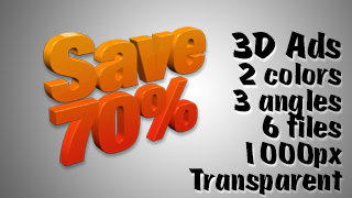 3D Advertising Graphic – Save 70 Percent