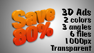 3D Advertising Graphic – Save 80 Percent
