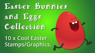 Easter Bunnies and Eggs Graphics, Stamps