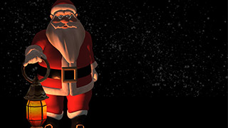 3D Santa with Lamp Dark Snowy Background