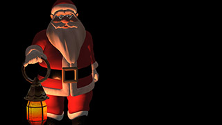 3D Santa with Lamp Dark Background