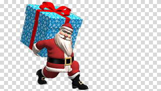 3D Santa with Christmas Gift Transparent Background
