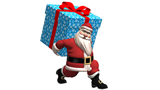 3D Santa with Christmas Gift White Background