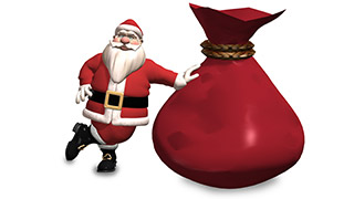 3D Santa with Sack White Background