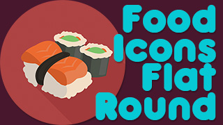 Food Icons Stamps Flat Round