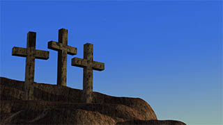 3 Crosses on Hill Dawn Illustrated Background