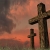 3 Crosses Red Sky Illustrated Background