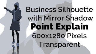 Business Woman Point Explain Silhouette Mirror Transparent