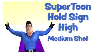 SuperToon 3D Holding Sign High Medium Shot