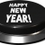 3D Render of big juicy button: Happy New Year Black