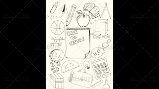 Back to School Doodle Poster 01 Yellow Paper Portrait