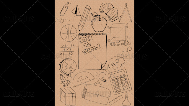 Back to School Doodle Poster  02 Vintage Paper Portrait