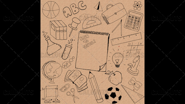 Back to School Doodle Poster 02 Vintage Paper Square