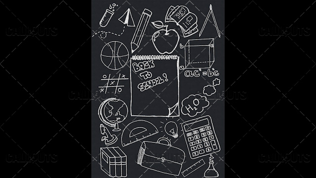 Back to School Doodle Poster  03 Blackboard Portrait