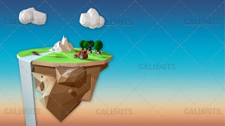 Farm Concept 08 Polygon Styled Presentation Image – Floating Cliff Landscape