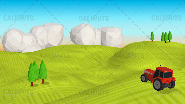 Farm Concept 09 Polygon Styled Presentation Image – Tractor Rolling Hills