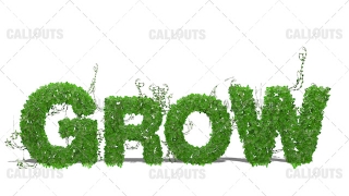 Grow Concept 3D Text Background on White
