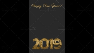 2019 Happy New Year Poster 02 – Vertical 3D Brown, Many Languages