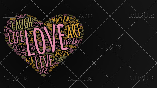 Love Wordart Poster Horizontal on Dark Background