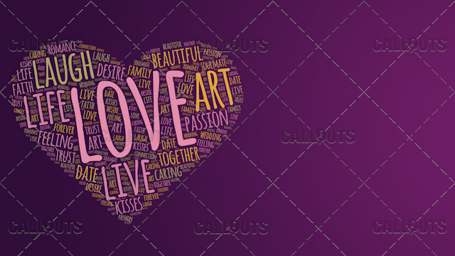 Love Wordart Poster Horizontal on Purple Background