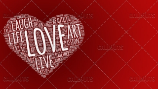 Love Wordart Poster Horizontal on Red Background
