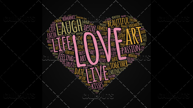 Love Wordart Poster Square on Dark Background