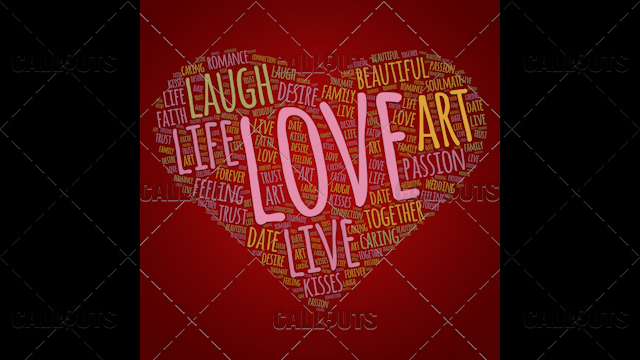 Love Wordart Poster Square on Red Background