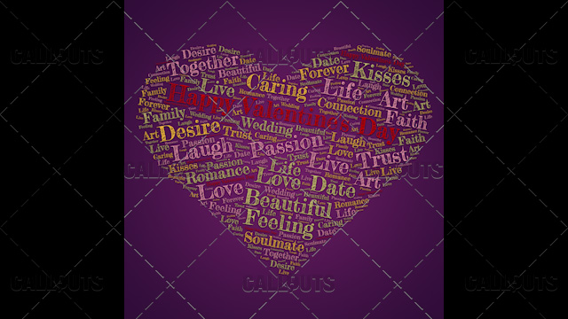 Happy Valentine’s Day Poster Square on Purple Background