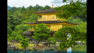 The Golden Pavilion, Kinkaku-ji, a Zen Buddhist temple, Kyoto, Japan