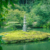 Stone pagoda on small island, in lake or pond