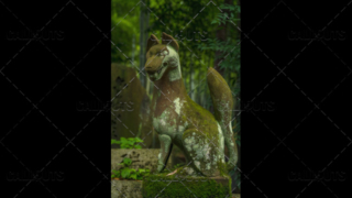 Fushimi Inari-taisha shrine, fox statue. Kyoto, Japan.