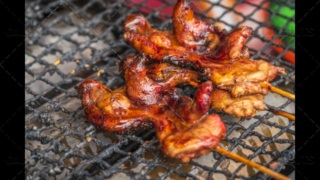 Traditional bird BBQ on street food stand in Kyoto, Japan 03