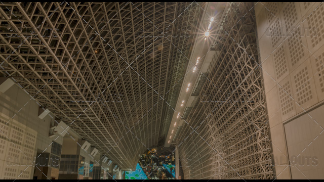 Kyoto Train Station large metal construction roof.