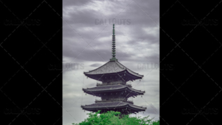 Top of a Buddhist Temple Pagoda, Kyoto Japan.