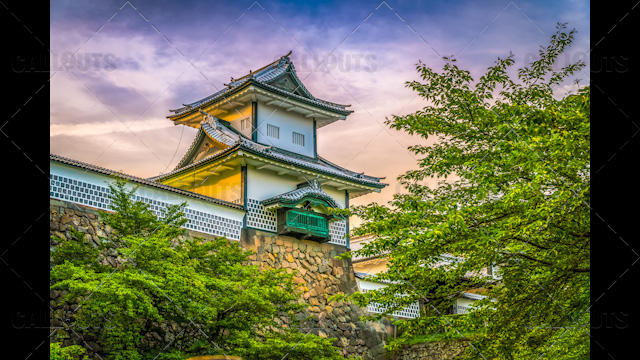 Kanazawa Castle tower, in Kanazawa, Japan.