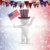 3D Guy Celebrating US Holiday  4th of July Waving Flag Star Background