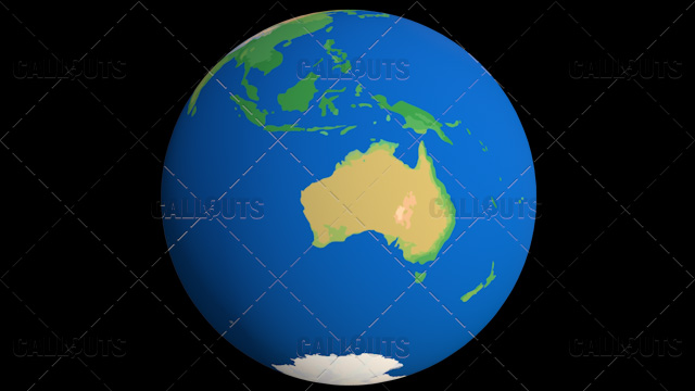 Flat Styled Planet Earth Globe Showing Australia