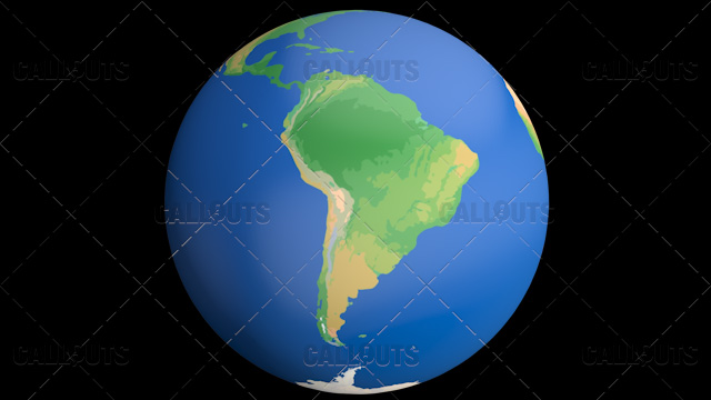 Flat Styled Planet Earth Globe Showing South America