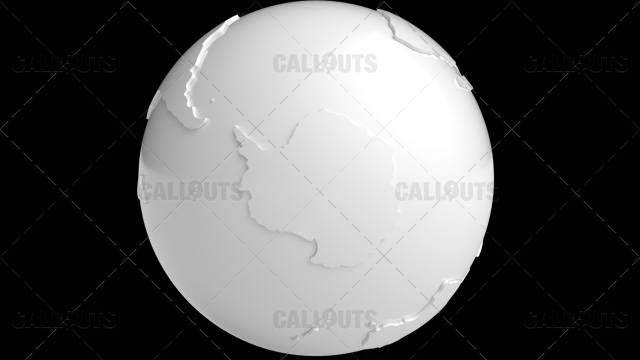 Stylized White Planet Earth Globe Showing Antarctica