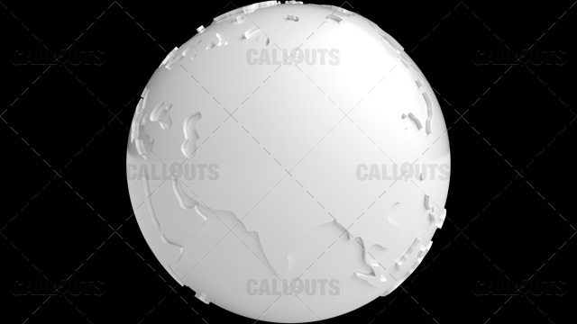 Stylized White Planet Earth Globe Asia