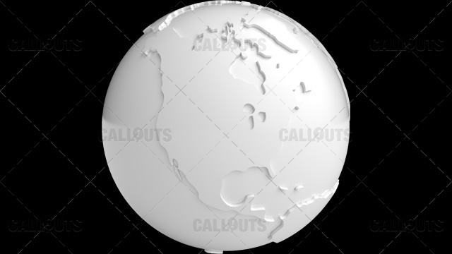 Stylized White Planet Earth Globe North America