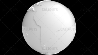 Stylized White Planet Earth Globe South America