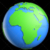 Stylized Two-Colored Glossy Planet Earth Showing Africa